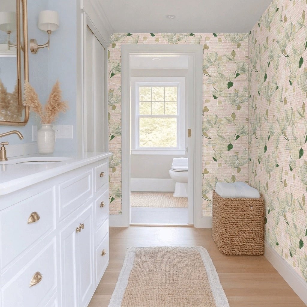 Bubblegum Matcha Faux Grasscloth Wallpaper - Lemon Park