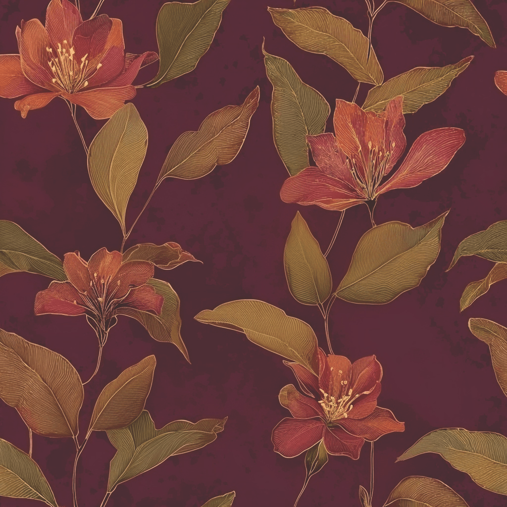 Burgundy Botanica Wallpaper - Benton Lane Home - Benton Lane