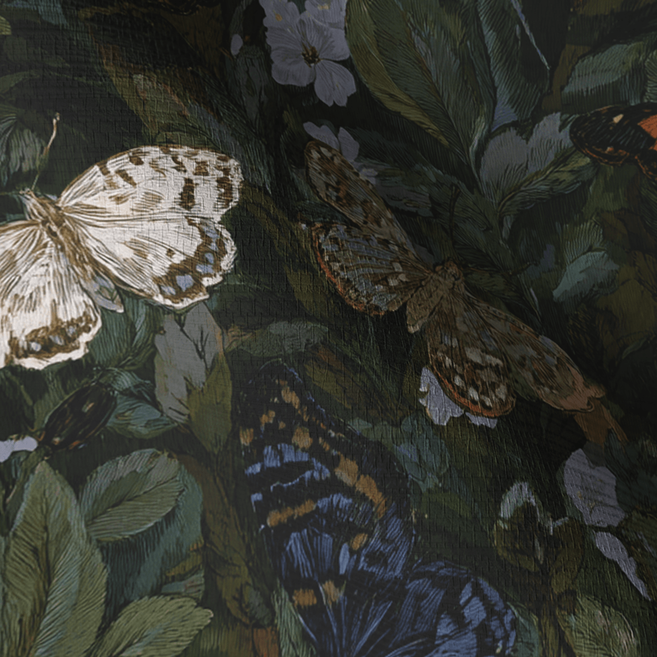 Butterfly Blooms Faux Grasscloth Wallpaper - Painted Paper