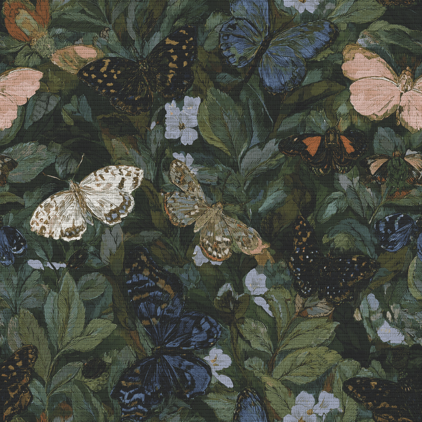 Butterfly Blooms Faux Grasscloth Wallpaper - Painted Paper