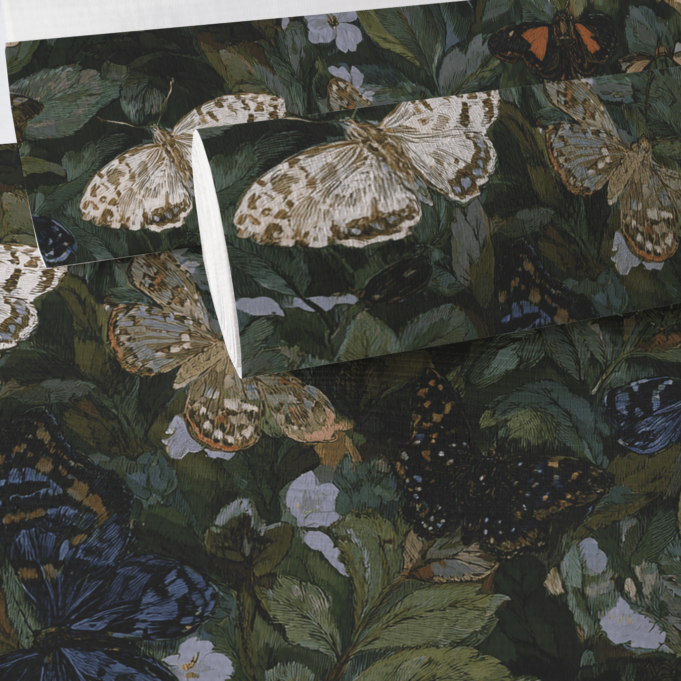 Butterfly Blooms Faux Grasscloth Wallpaper - Painted Paper