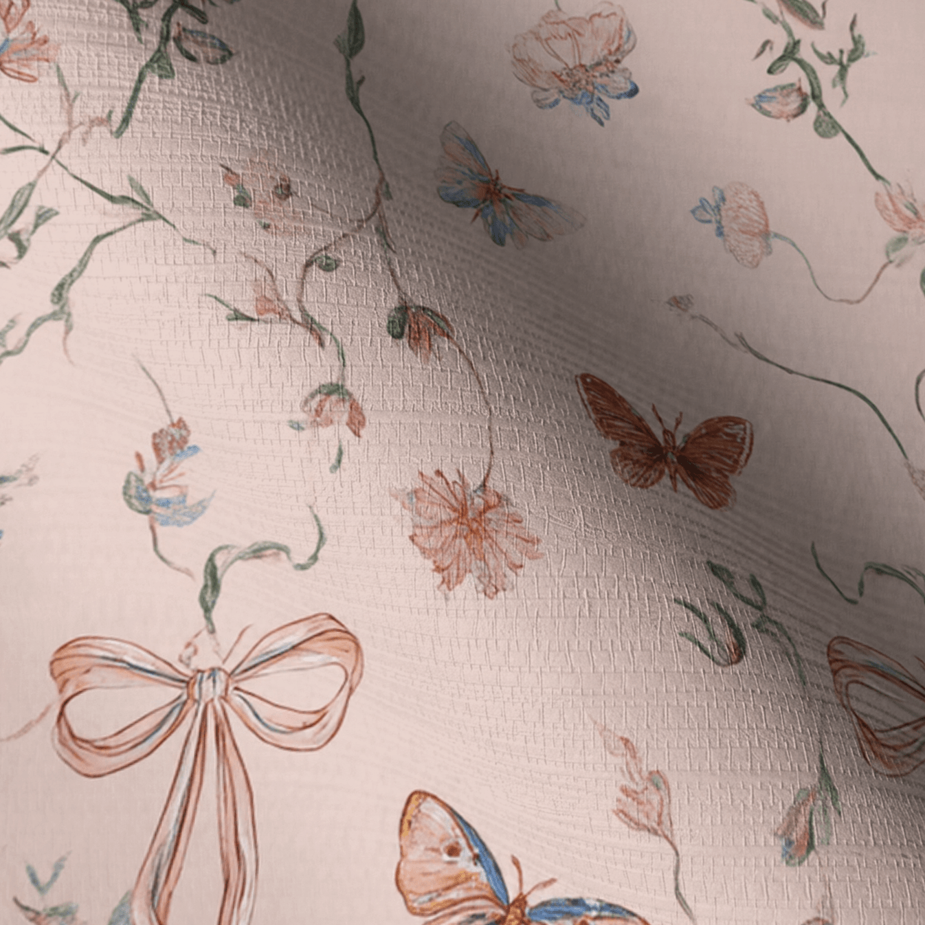 Butterfly Parlour Faux Grasscloth Wallpaper - Lemon Park