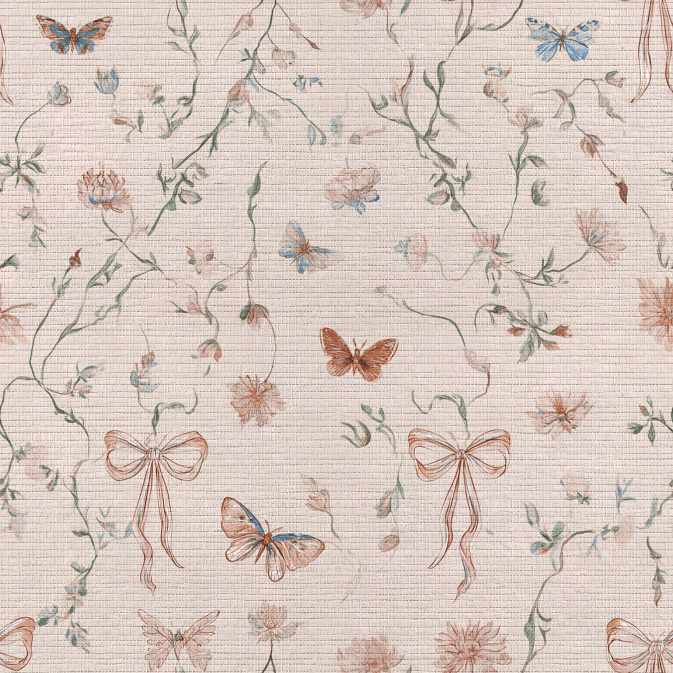 Butterfly Parlour Faux Grasscloth Wallpaper - Lemon Park