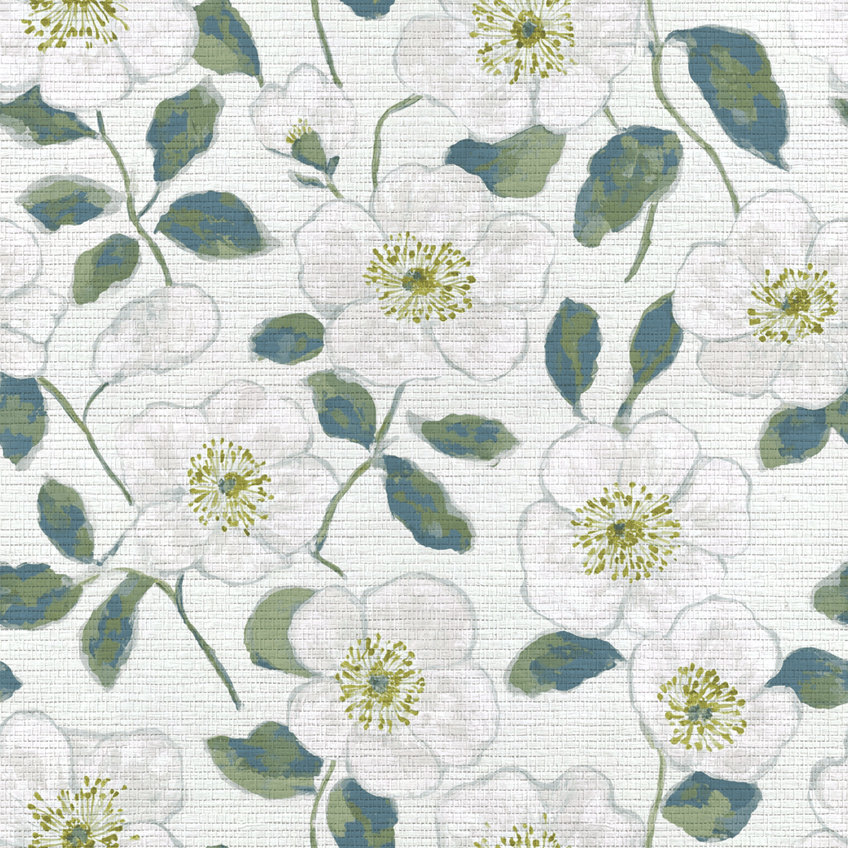 Camellia Coast Faux Grasscloth Wallpaper - Lemon Park