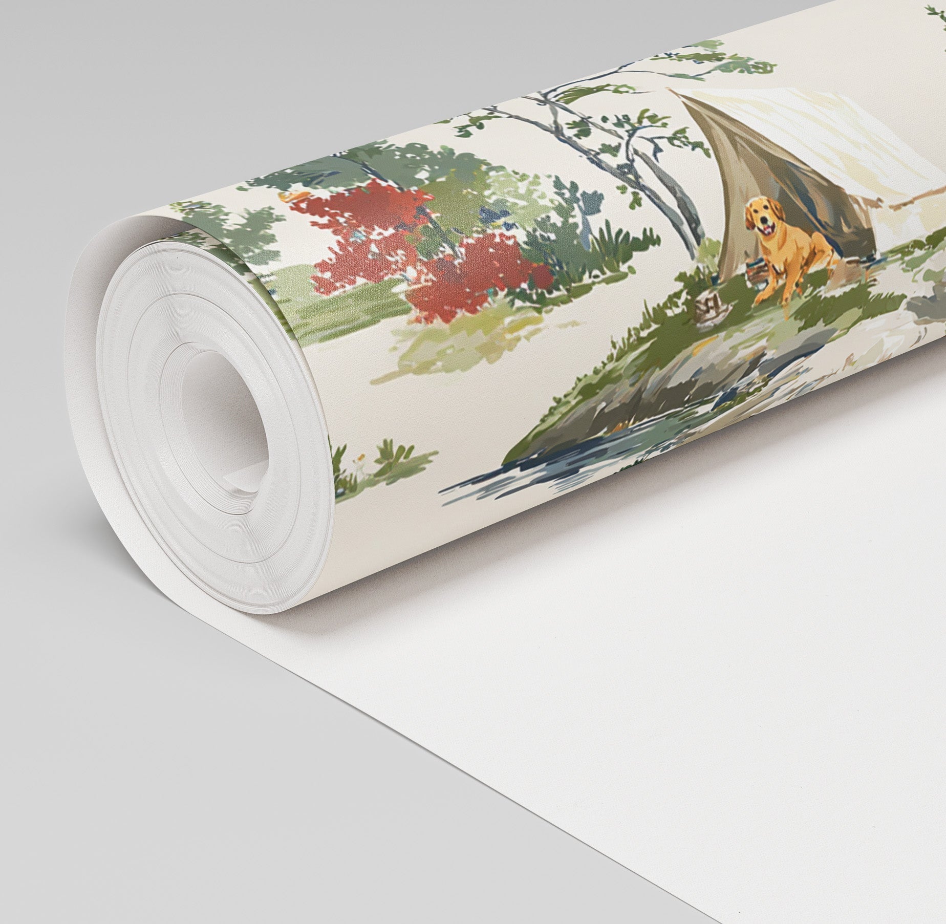 Camping Retriever Wallpaper - Painted Paper