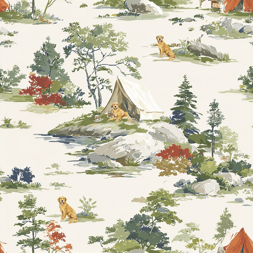 Camping Retriever Wallpaper - Painted Paper