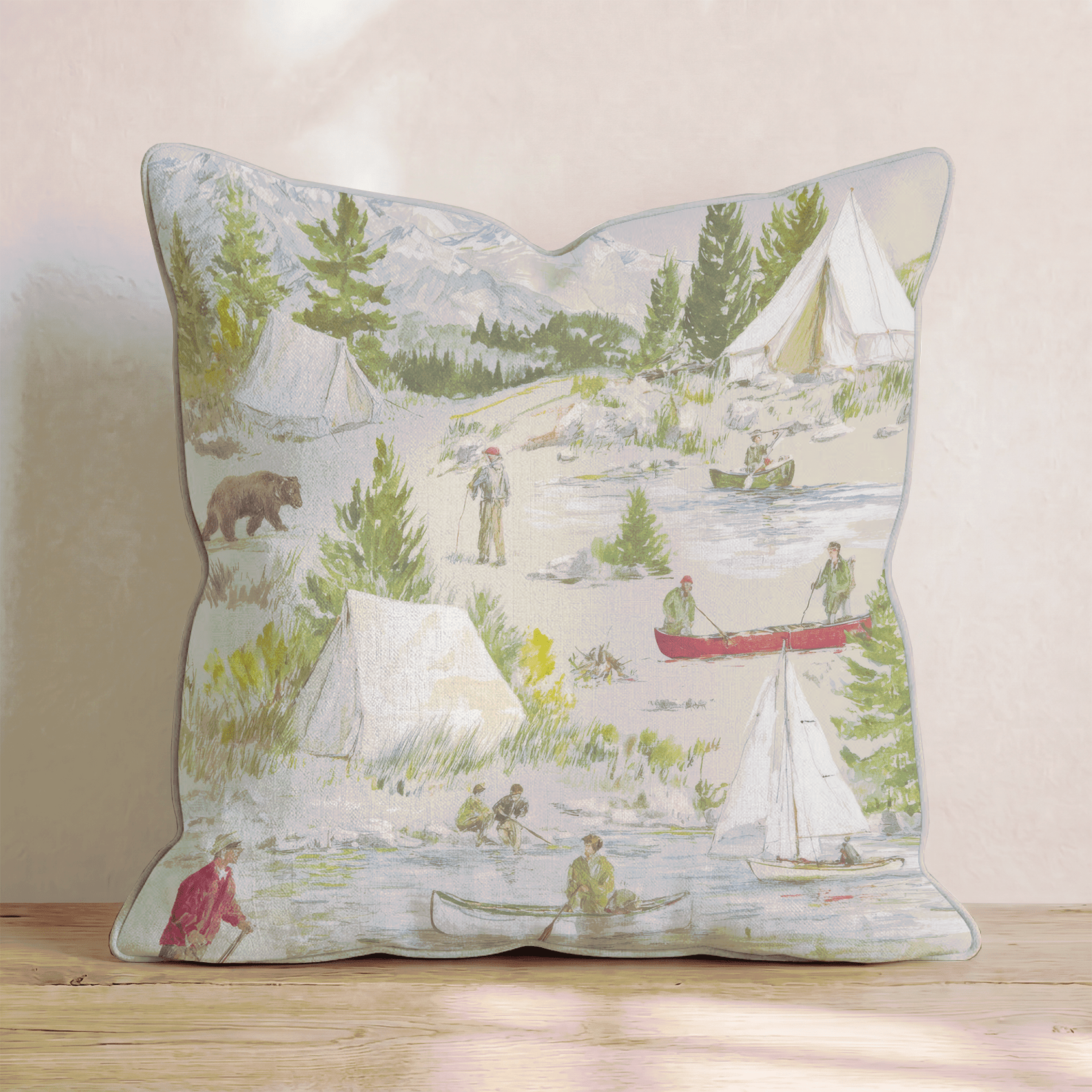 Camping Scene Throw Pillow - Benton Lane Home - Hillcroft Home