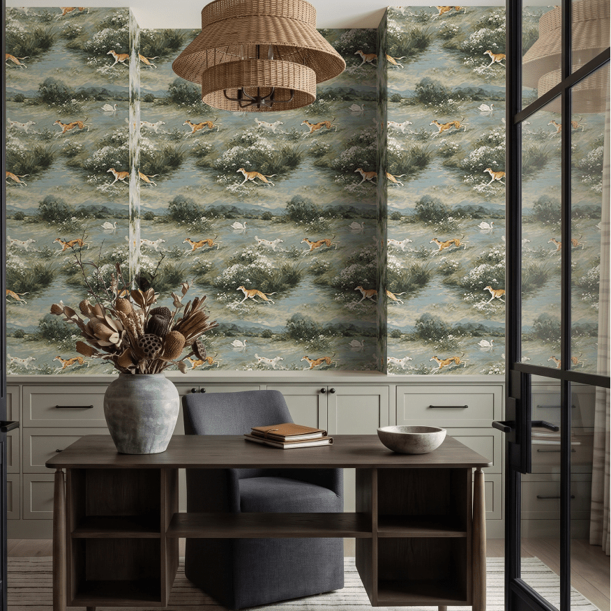 Canine Meadow Wallpaper - Painted Paper