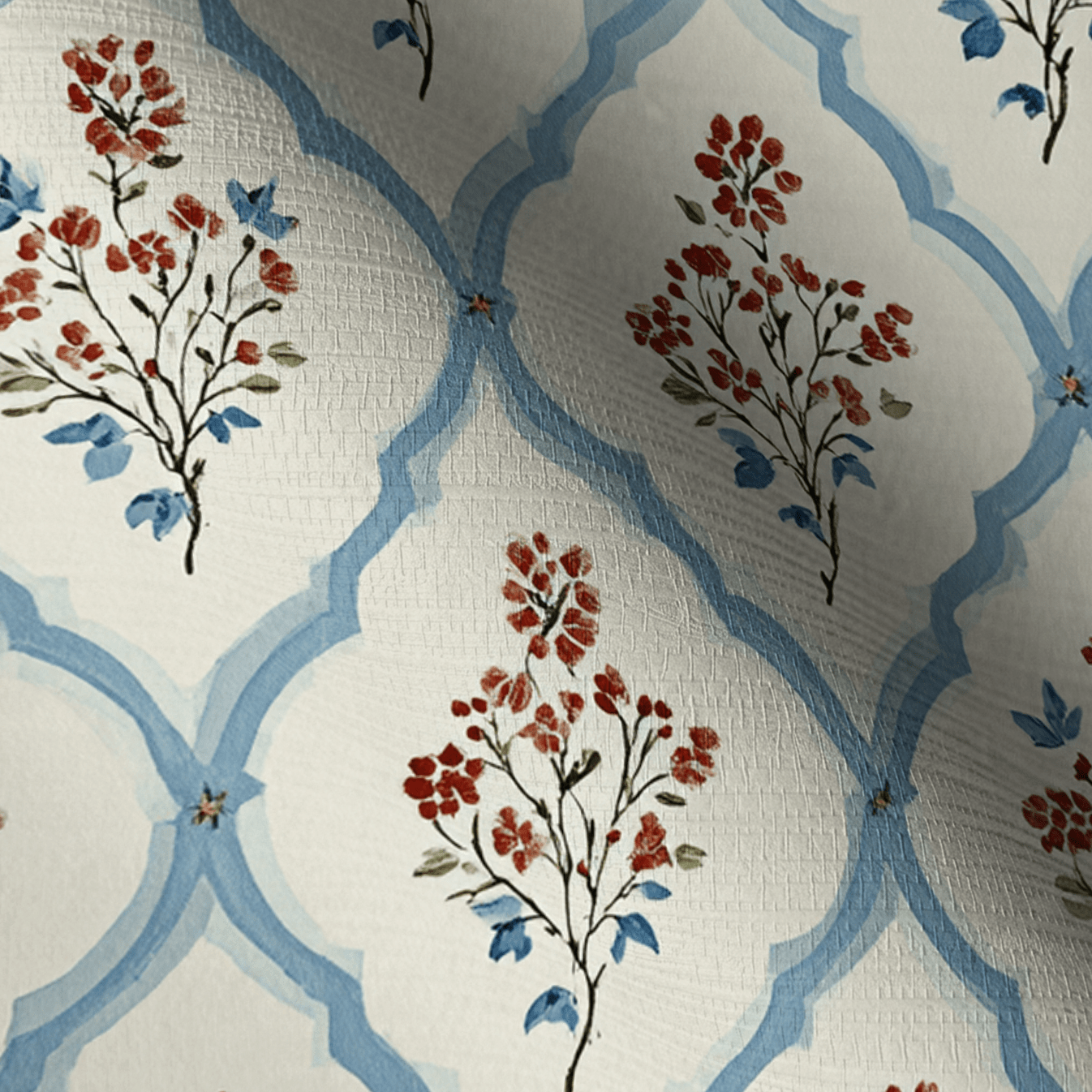 Chambray Tiles Faux Grasscloth Wallpaper - Lemon Park