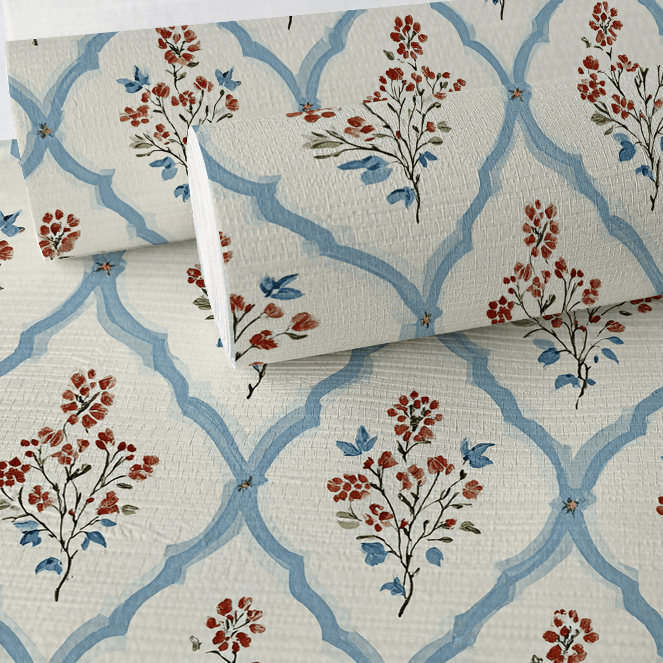 Chambray Tiles Faux Grasscloth Wallpaper - Lemon Park