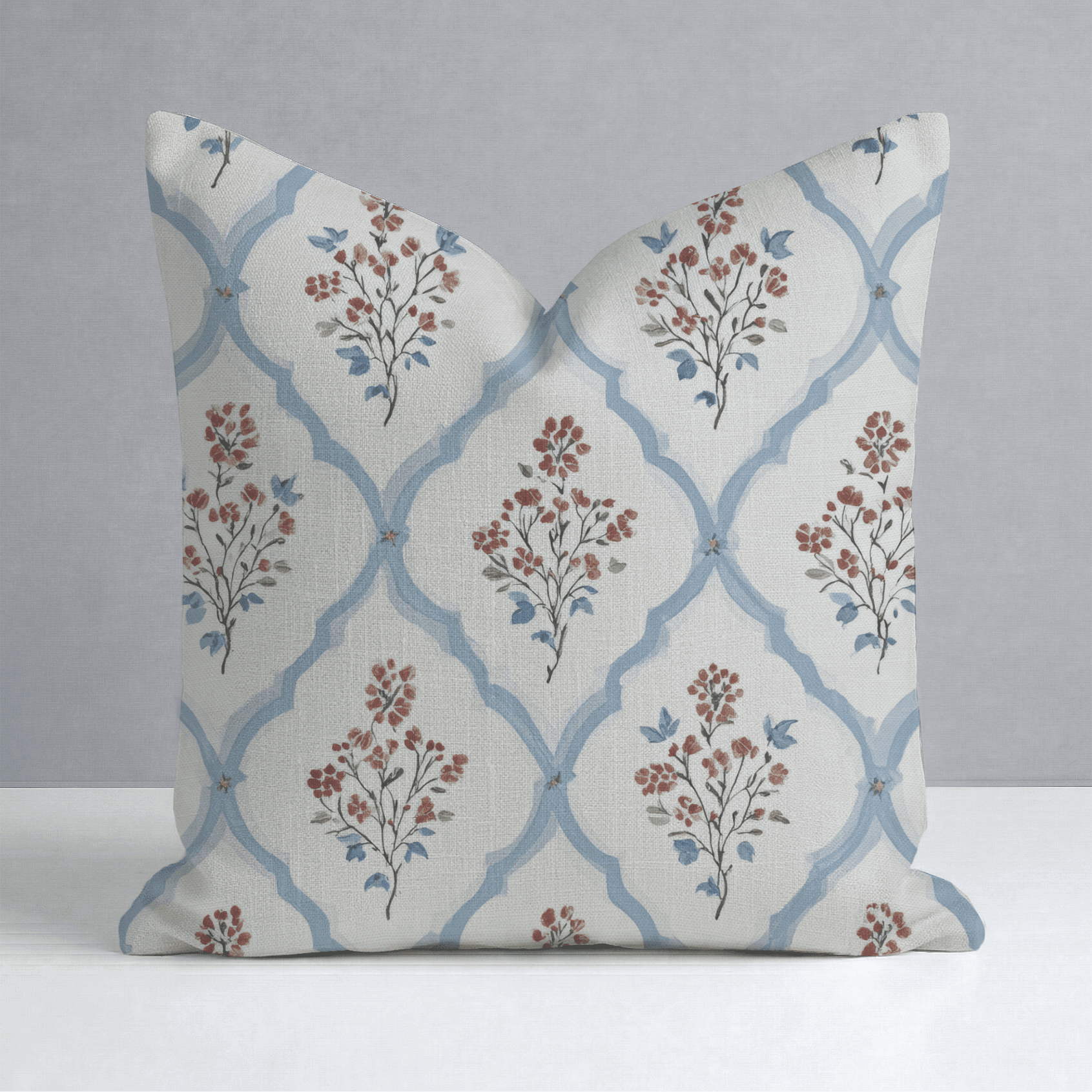 Chambray Tiles Throw Pillow - Benton Lane Home - Lemon Park