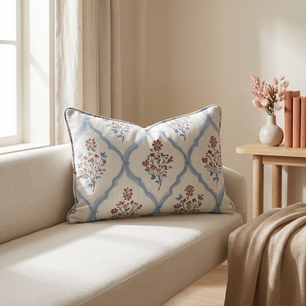 Chambray Tiles Throw Pillow - Benton Lane Home - Lemon Park