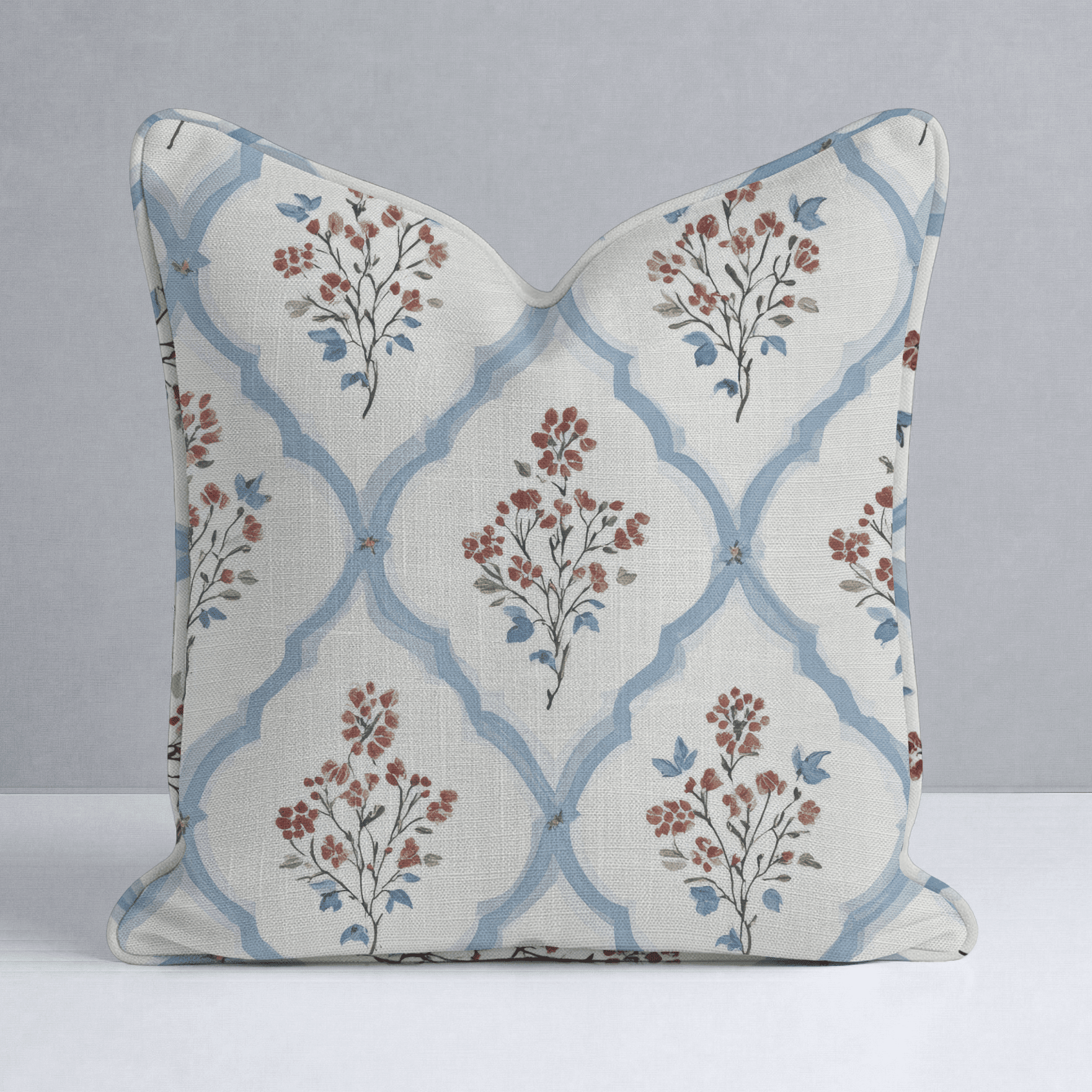 Chambray Tiles Throw Pillow - Benton Lane Home - Lemon Park