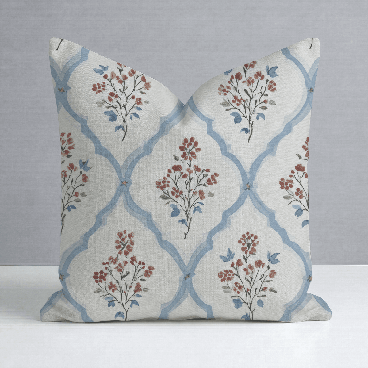 Chambray Tiles Throw Pillow - Lemon Park