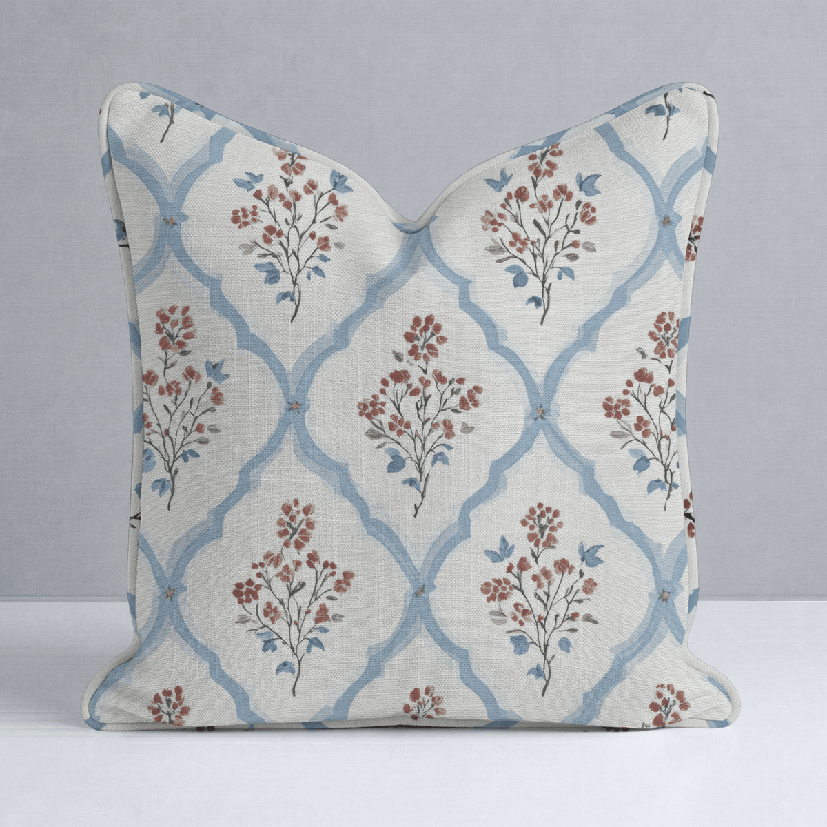 Chambray Tiles Throw Pillow - Lemon Park