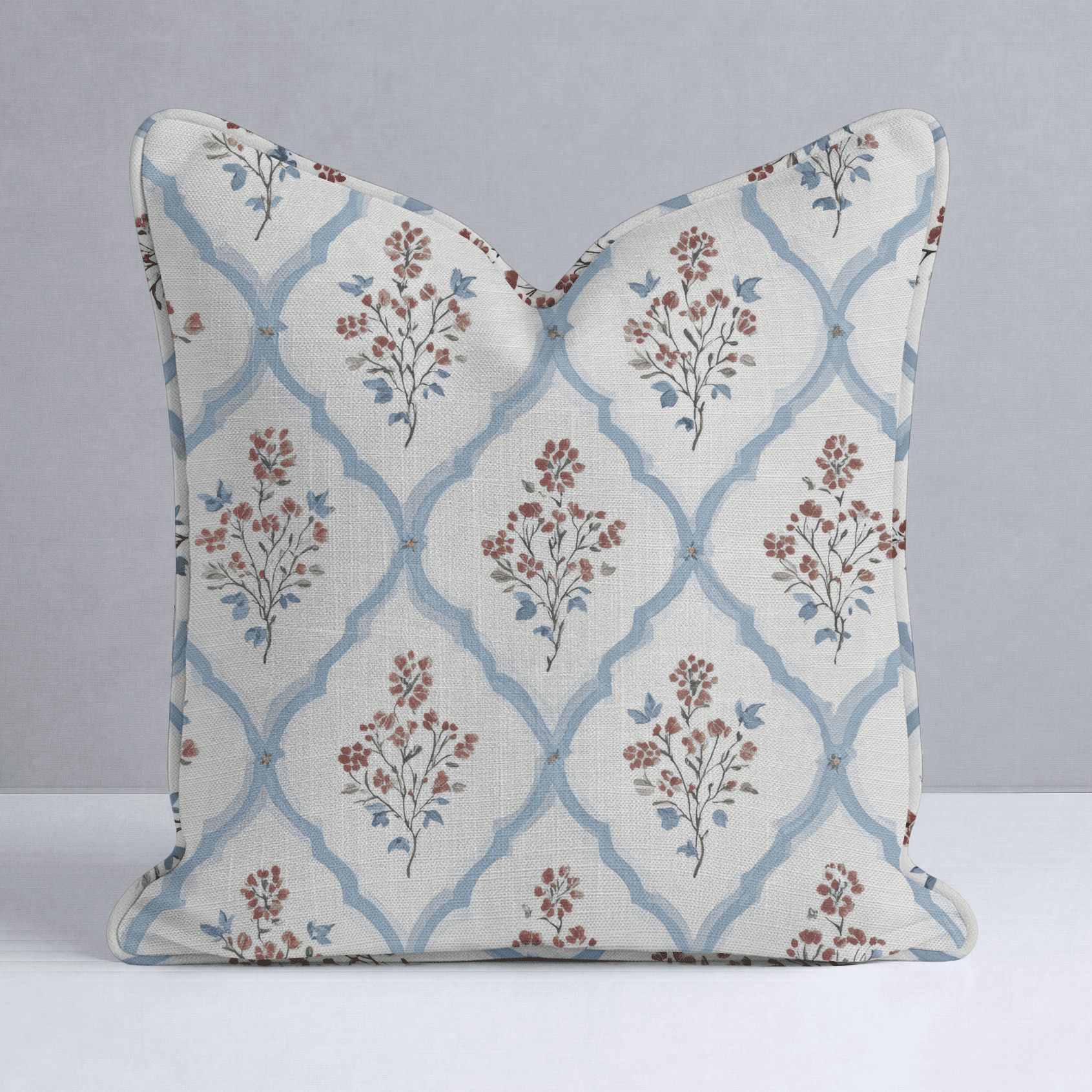 Chambray Tiles Throw Pillow - Benton Lane Home - Lemon Park