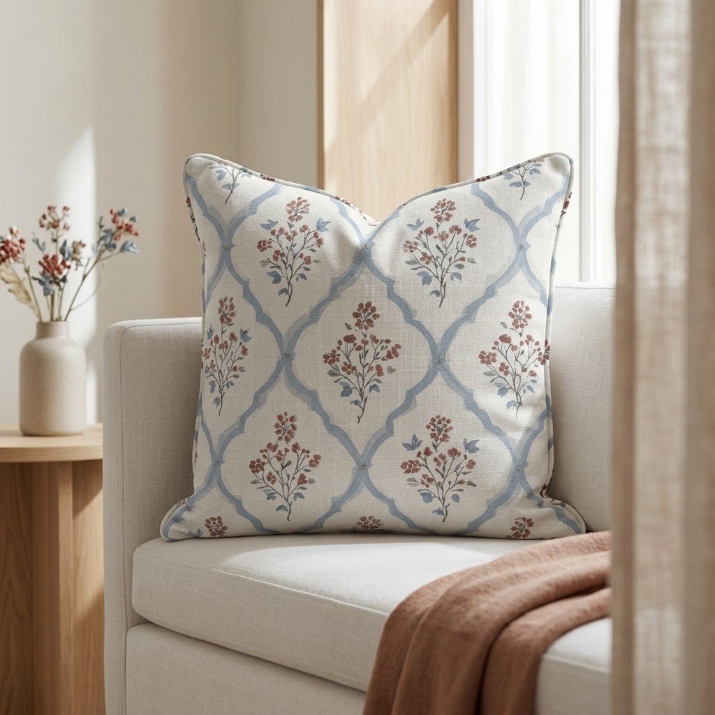 Chambray Tiles Throw Pillow - Benton Lane Home - Lemon Park