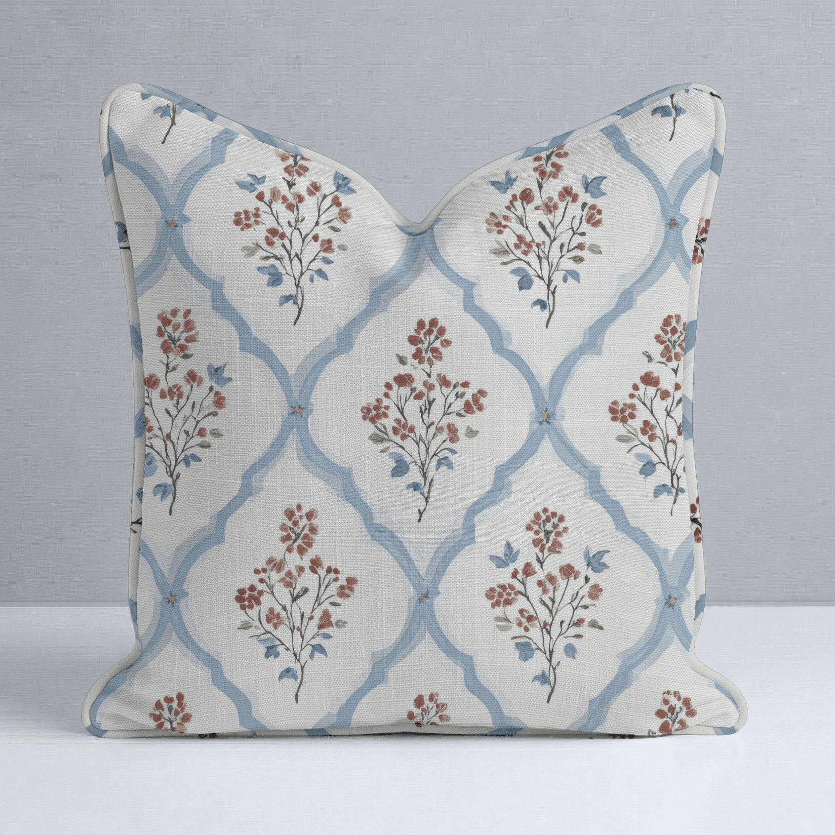 Chambray Tiles Throw Pillow - Benton Lane Home - Lemon Park
