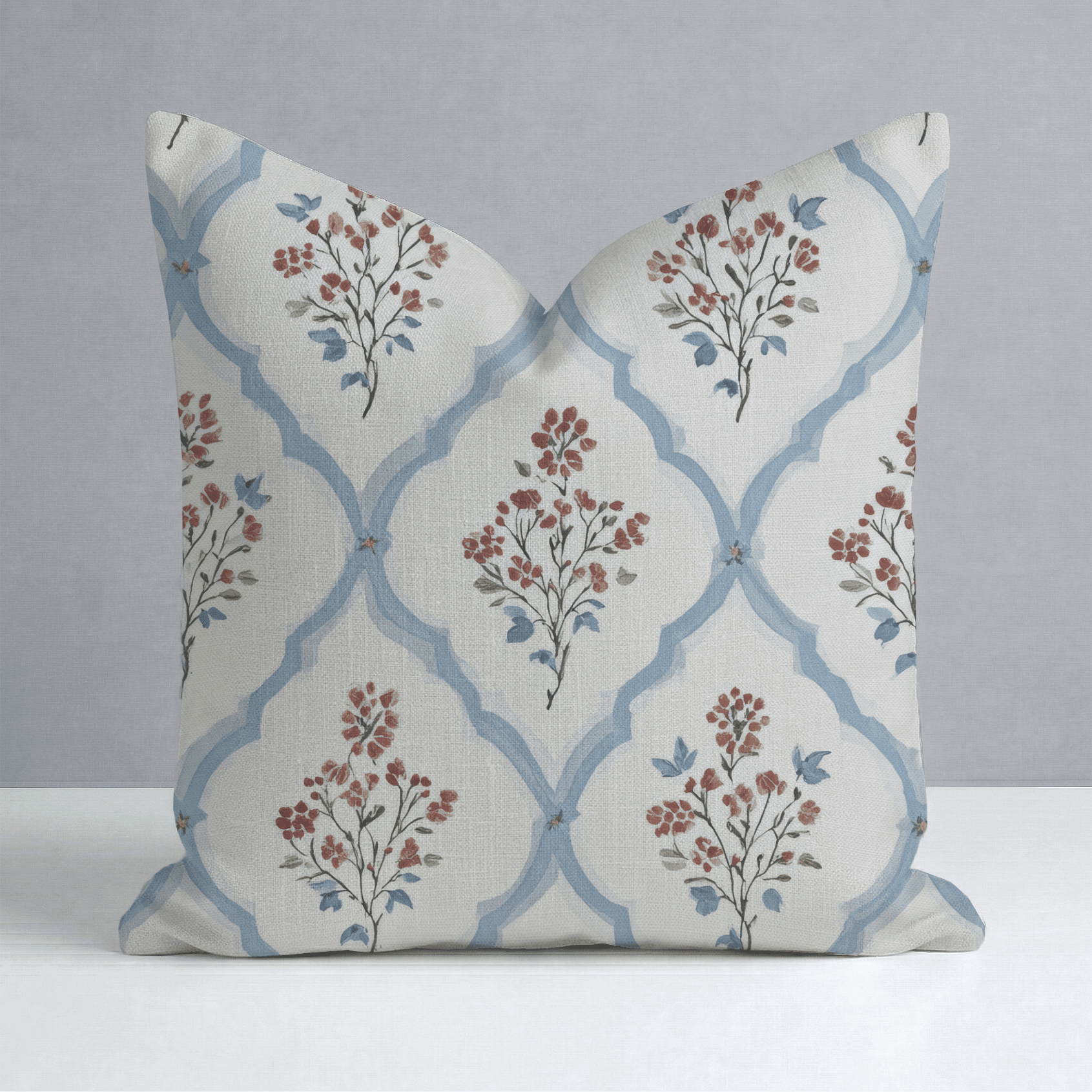 Chambray Tiles Throw Pillow - Benton Lane Home - Lemon Park