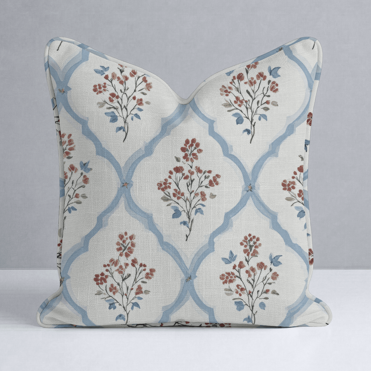 Chambray Tiles Throw Pillow - Lemon Park