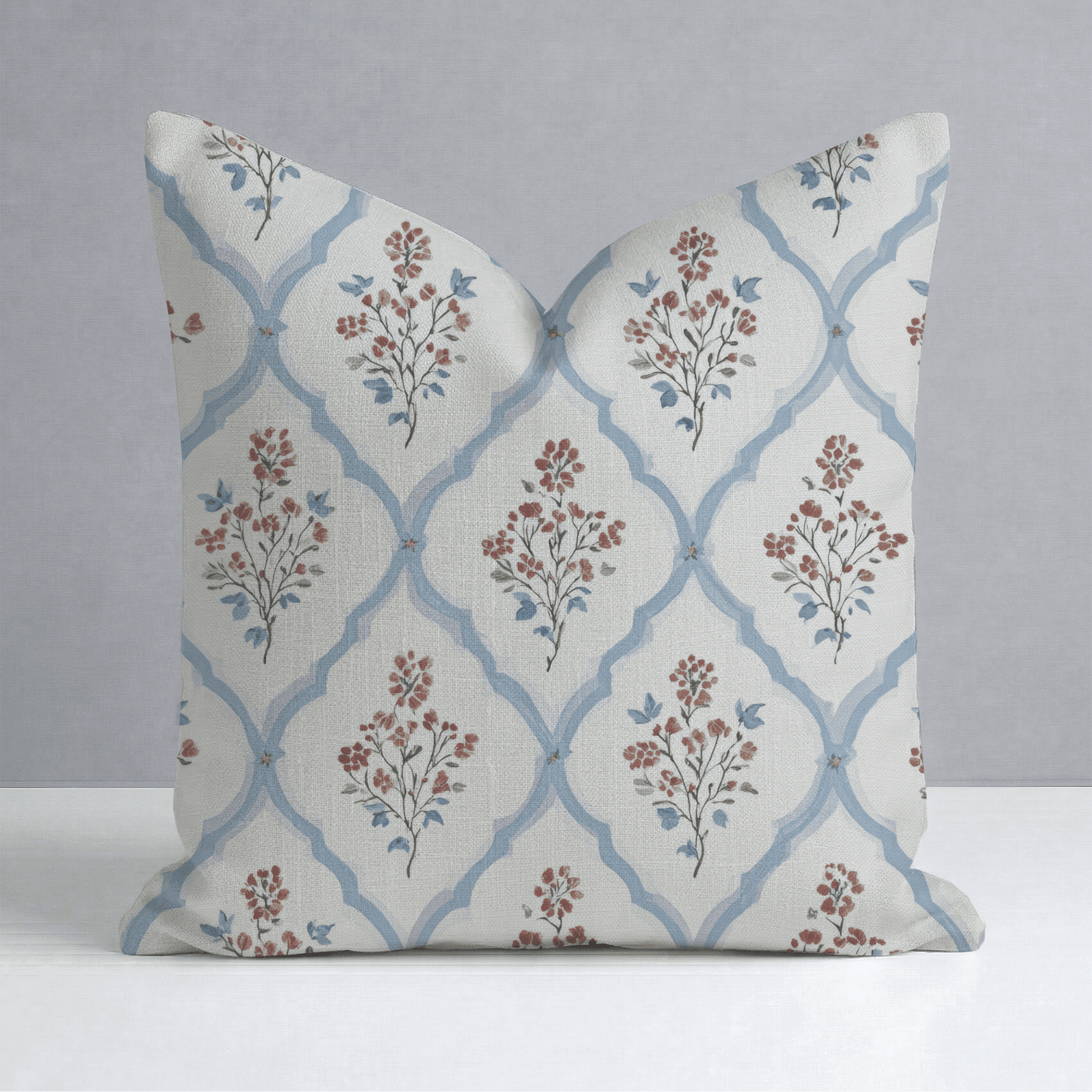 Chambray Tiles Throw Pillow - Benton Lane Home - Lemon Park