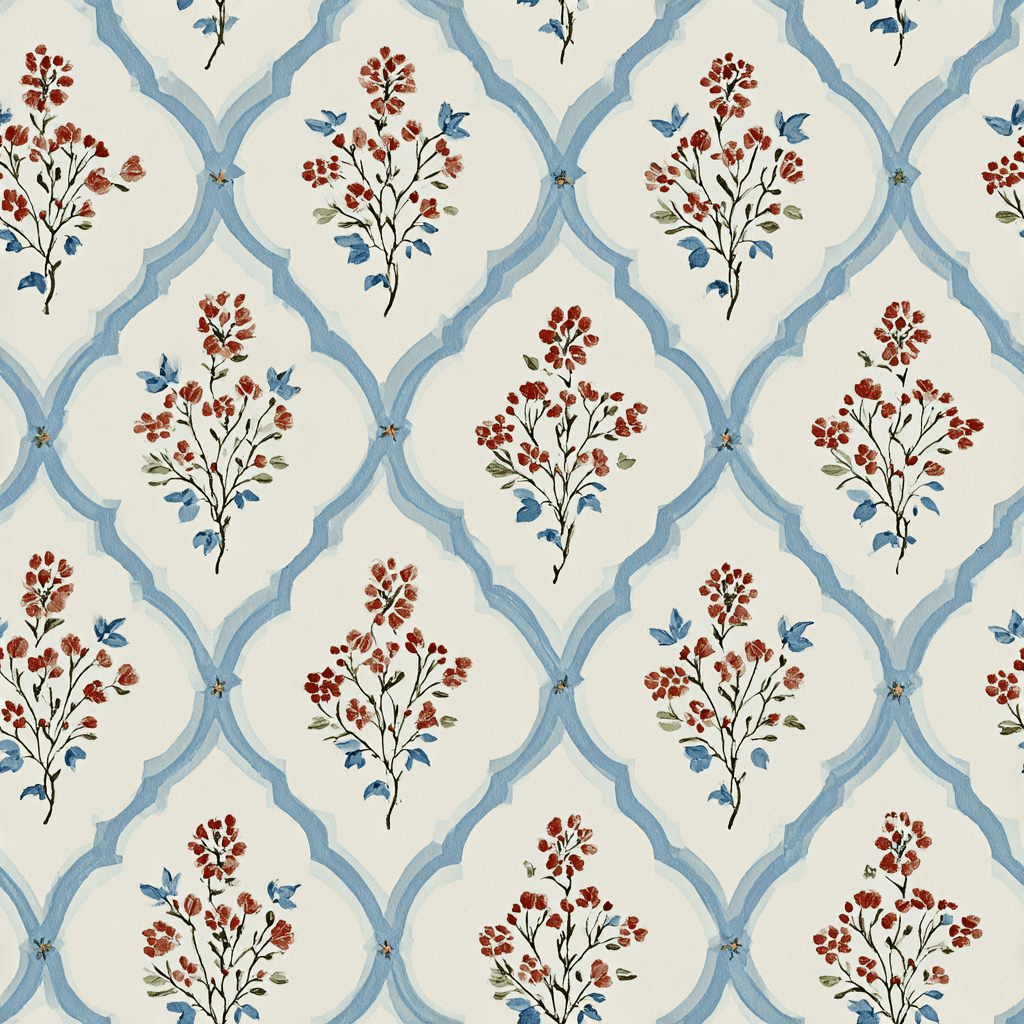 Chambray Tiles Wallpaper - Lemon Park