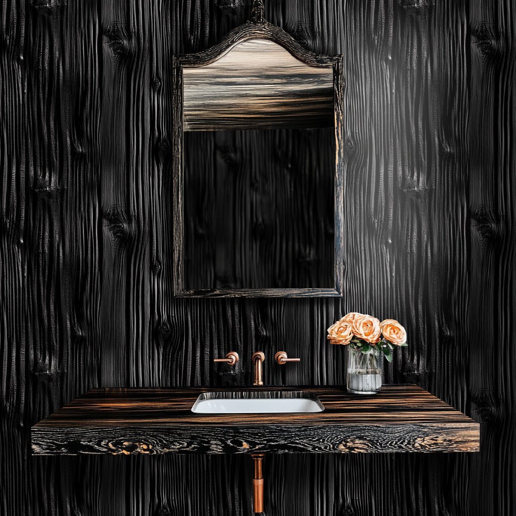 Charcoal Timber Wallpaper - Benton Lane Home - Painted Paper
