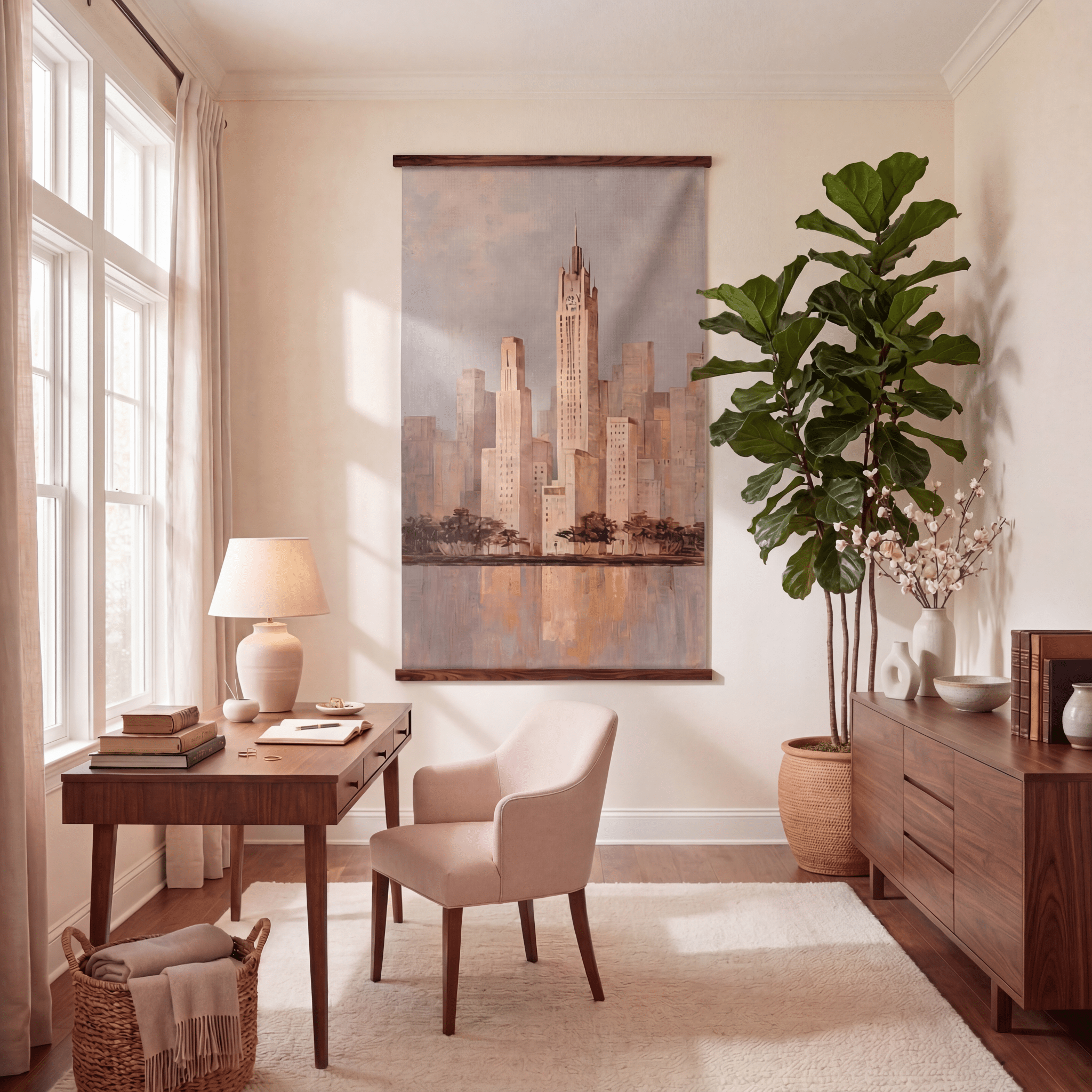 Chicago at Sundown - Tapestry - Benton Lane Home - Lemon Park