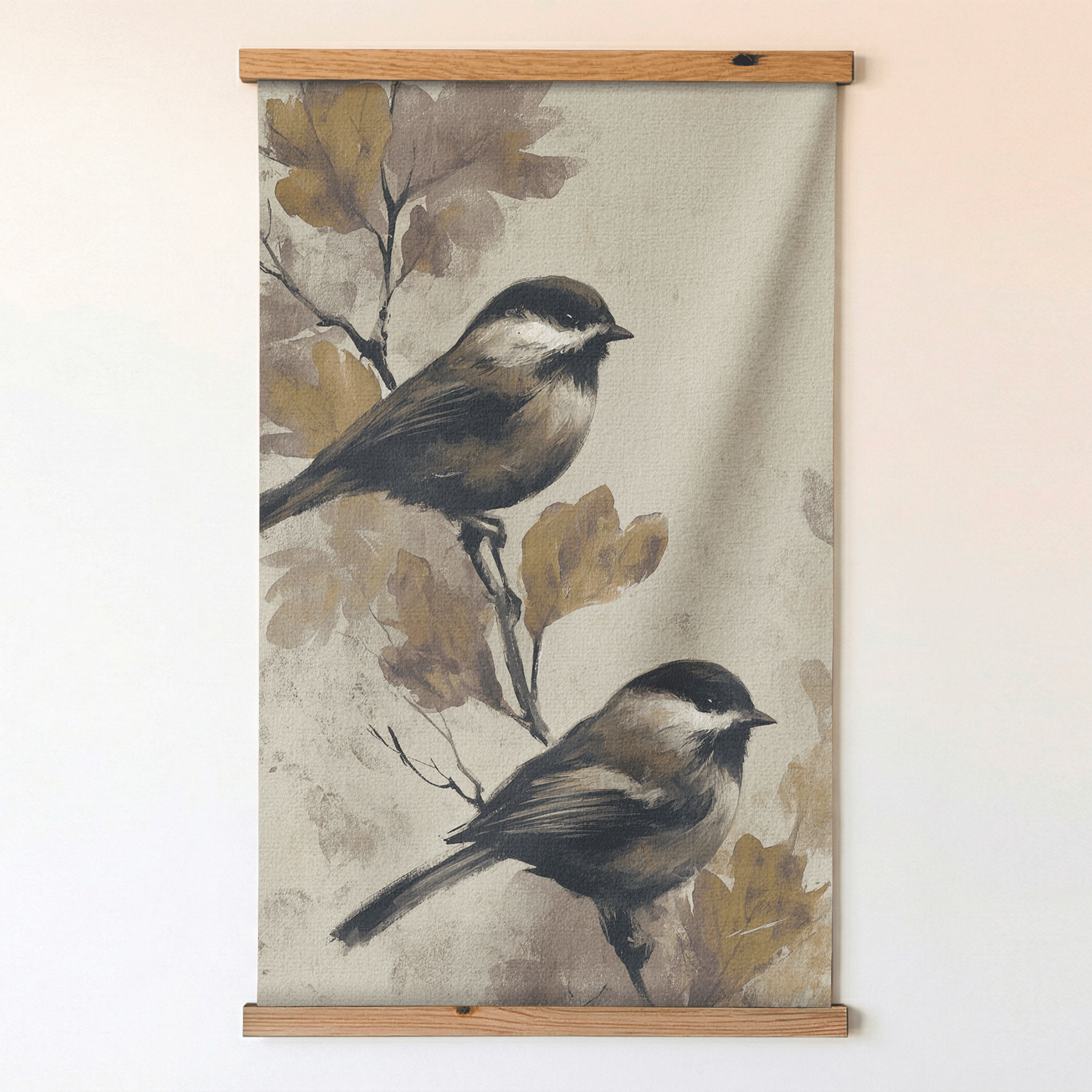 Chickadee Gathering - Tapestry - Benton Lane Home - Painted Paper