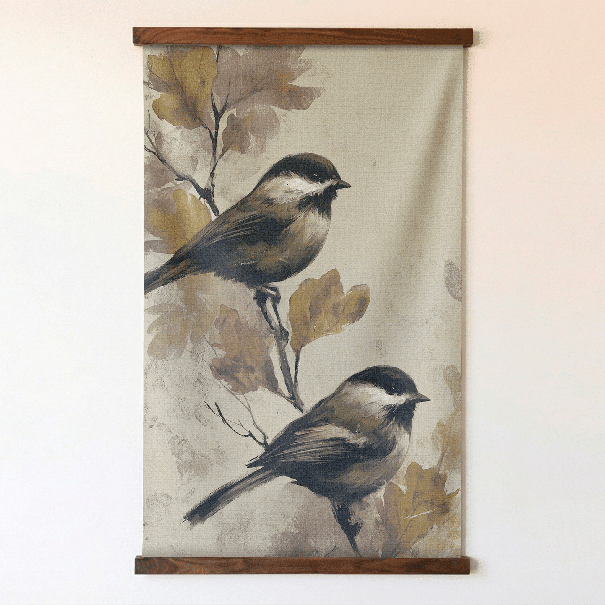 Chickadee Gathering - Tapestry - Benton Lane Home - Painted Paper