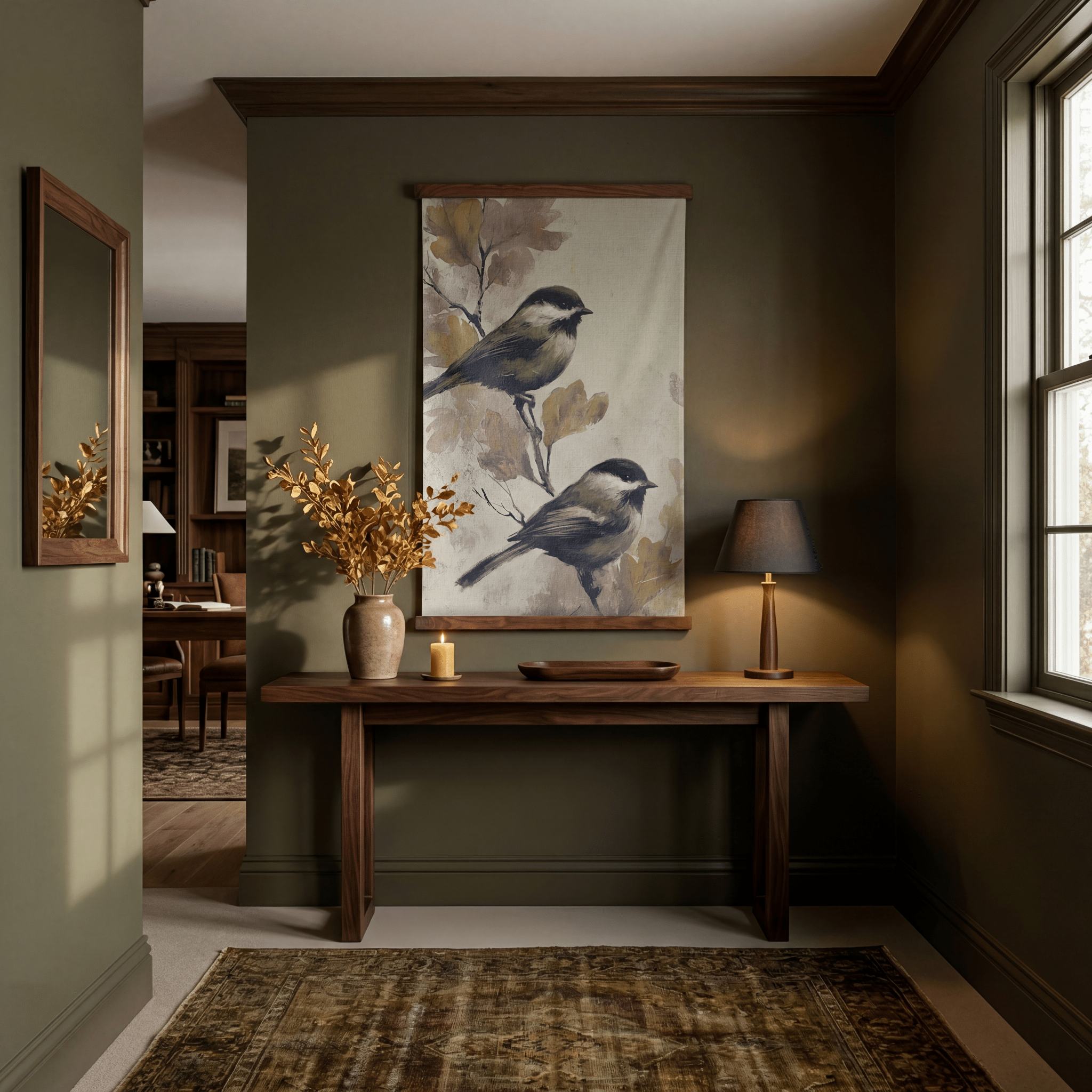 Chickadee Gathering - Tapestry - Painted Paper