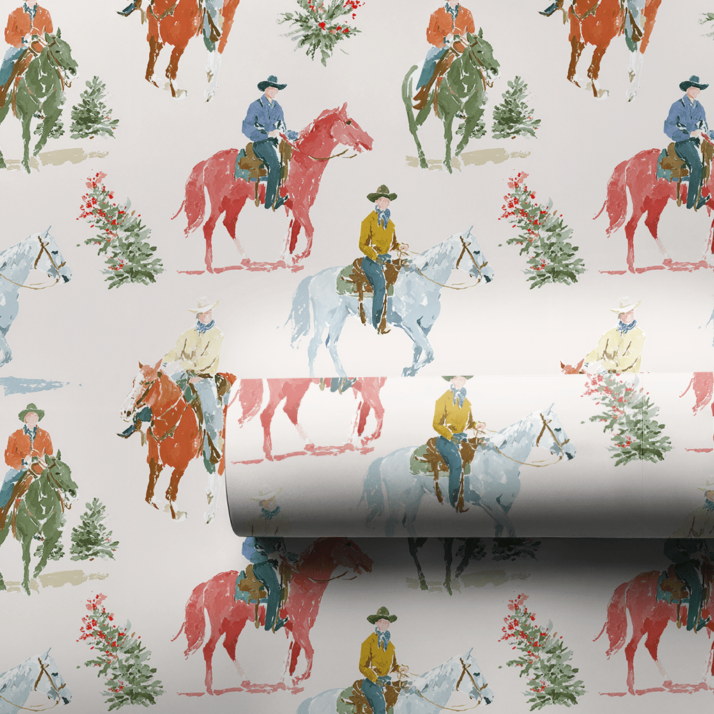 Christmas Cowboys - Wrapping Paper - Benton Lane Home - Lemon Park