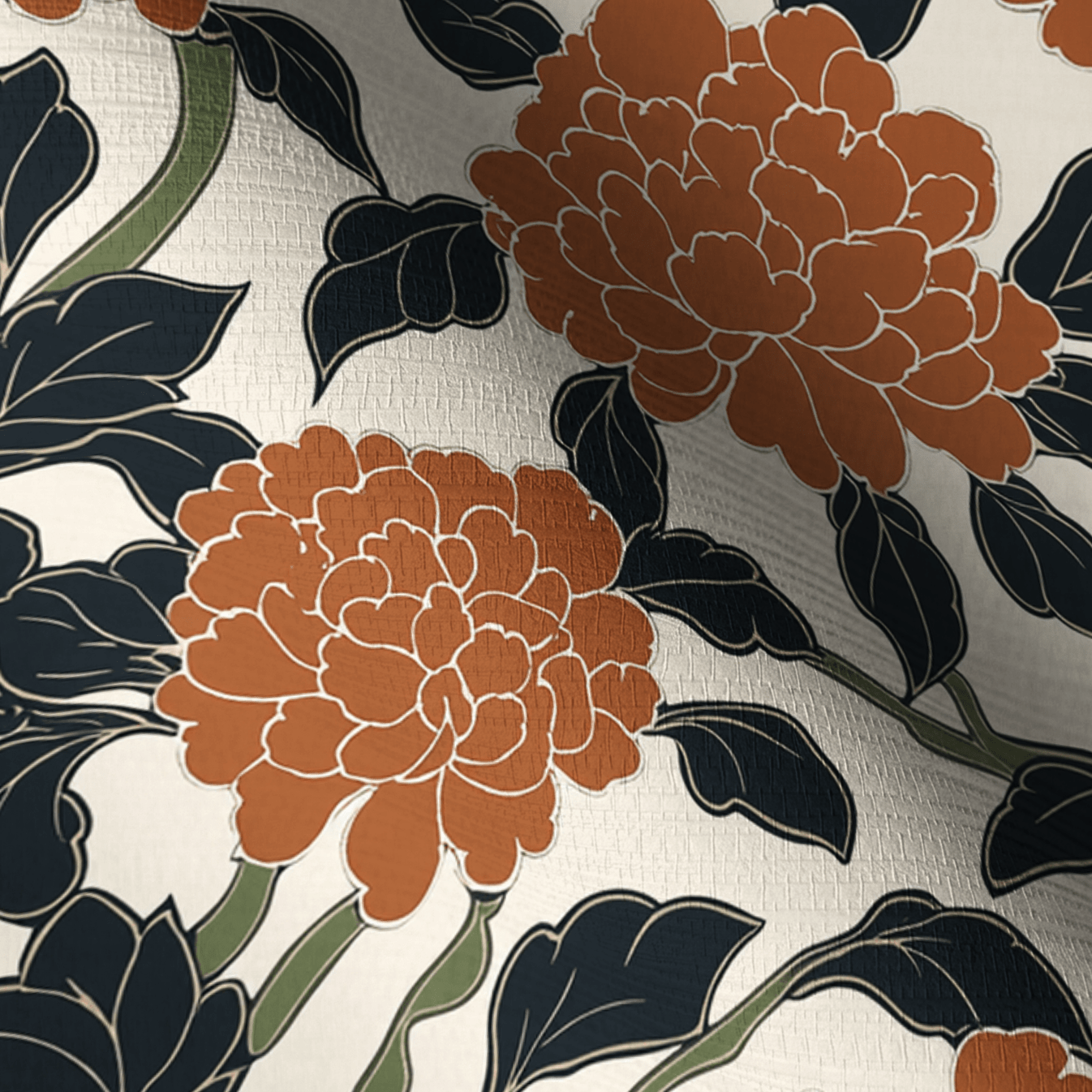 Chrysanthemum Night Faux Grasscloth Wallpaper - Benton Lane Home - Painted Paper