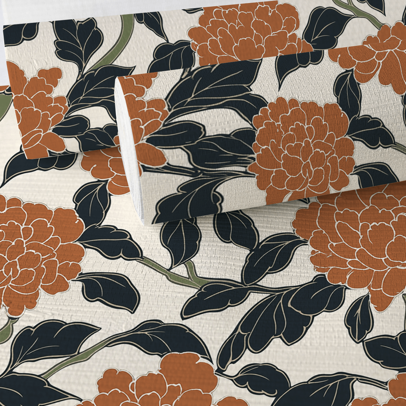 Chrysanthemum Night Faux Grasscloth Wallpaper - Benton Lane Home - Painted Paper