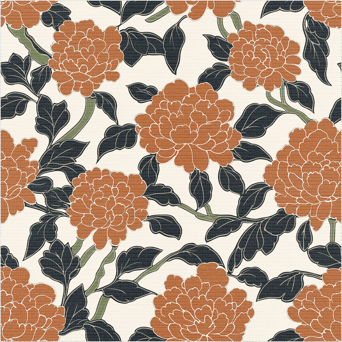 Chrysanthemum Night Faux Grasscloth Wallpaper - Benton Lane Home - Painted Paper