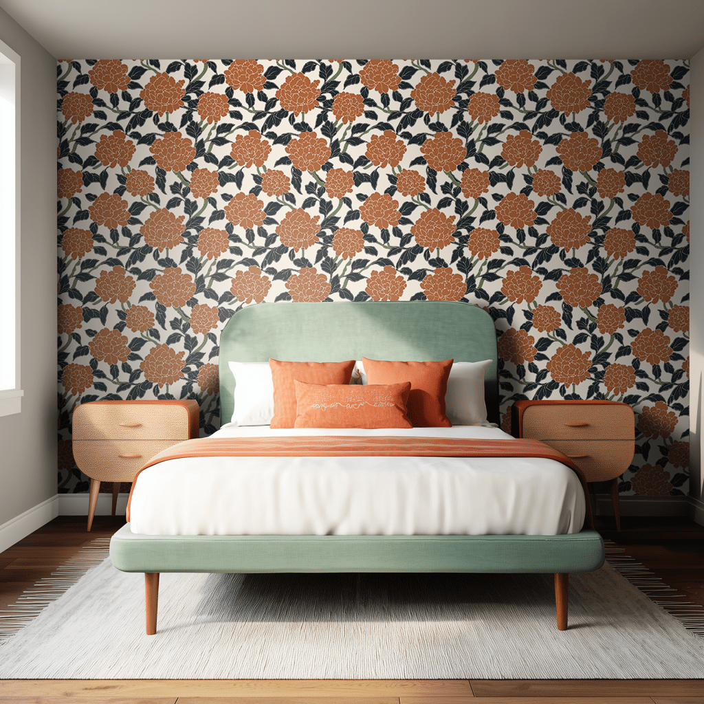 Chrysanthemum Night Wallpaper - Benton Lane Home - Painted Paper