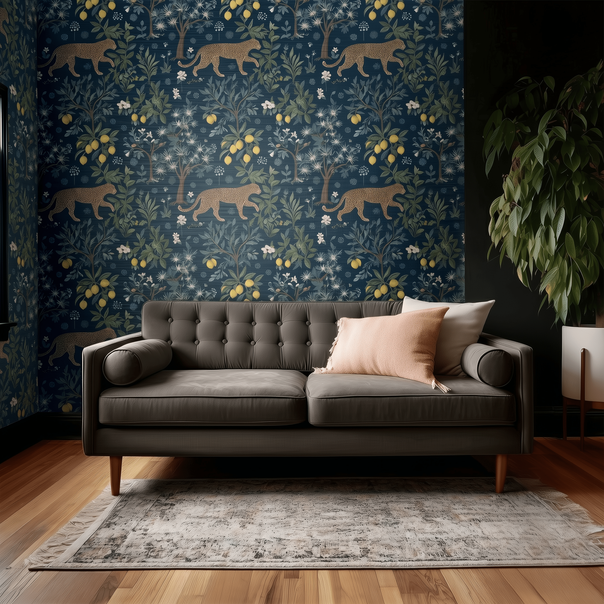 Citrus Panthera Faux Grasscloth Wallpaper - Benton Lane Home - Painted Paper