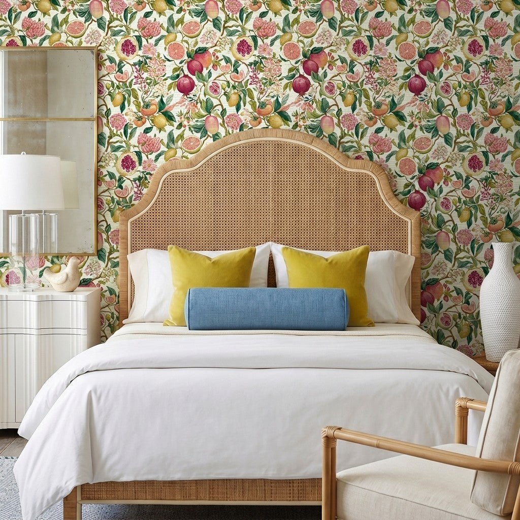 Citrus Sunshine Faux Grasscloth Wallpaper - Painted Paper