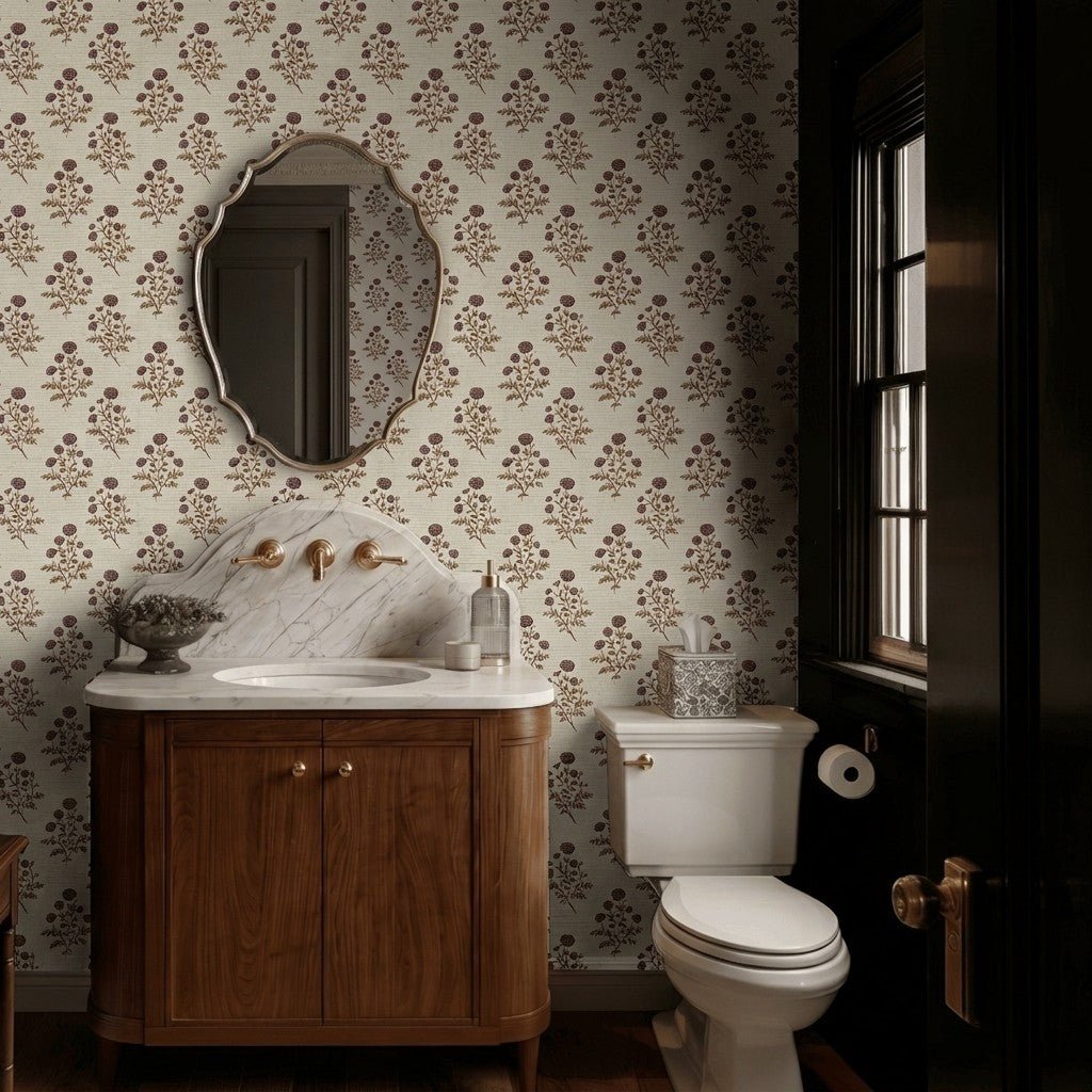 Clarice Block Print Faux Grasscloth Wallpaper - Painted Paper