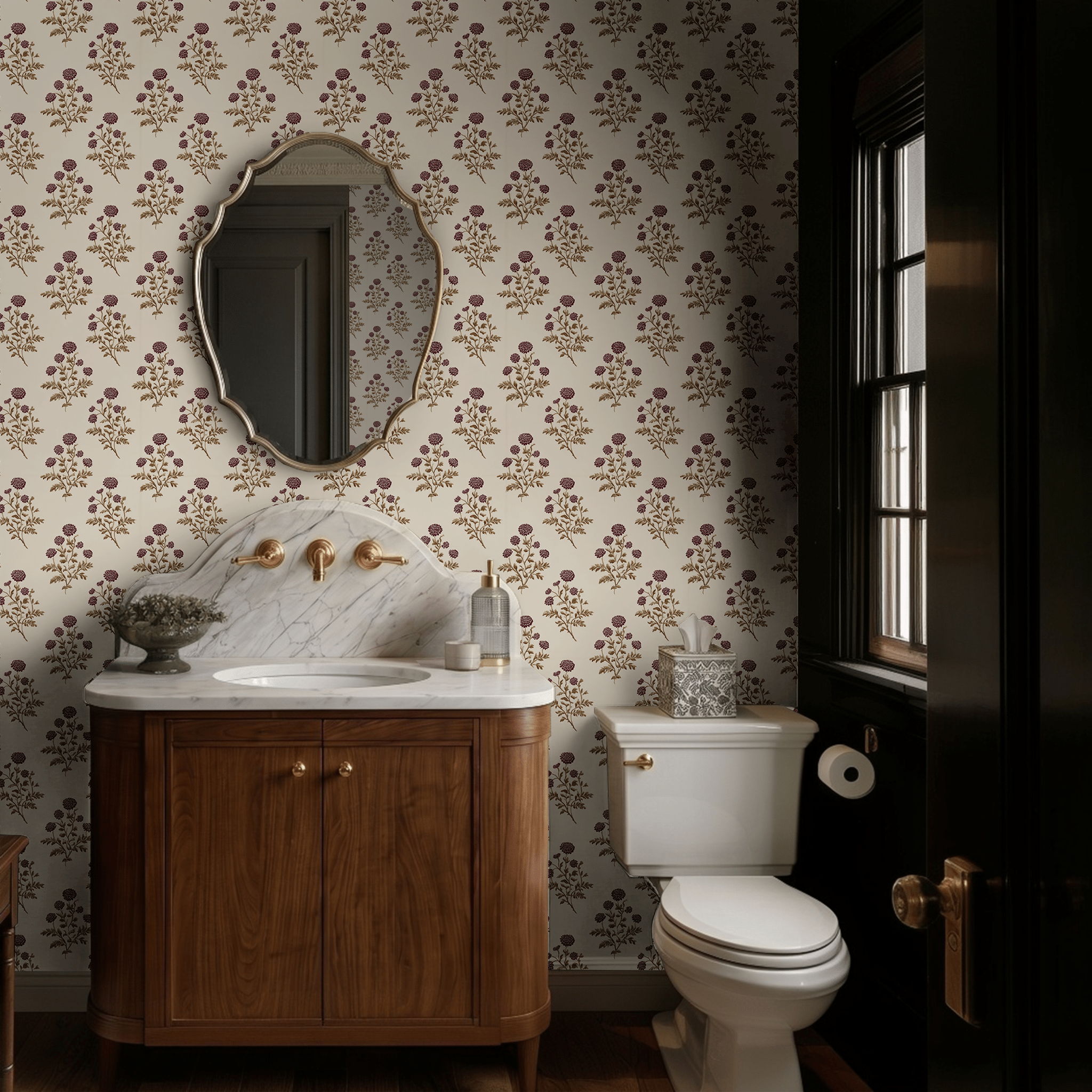 Clarice Block Print Wallpaper - Painted Paper