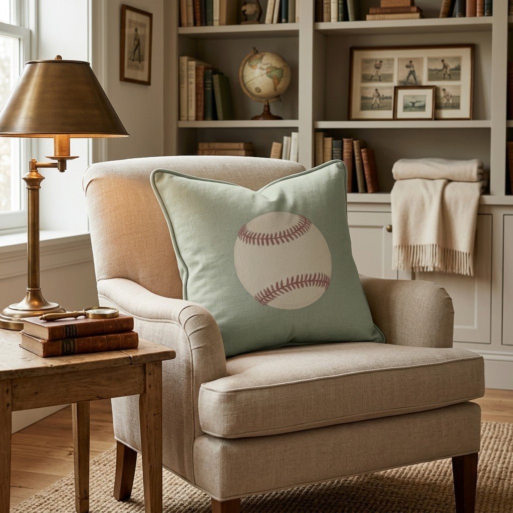 Classic Baseball Throw Pillow - Benton Lane Home - Hillcroft Home