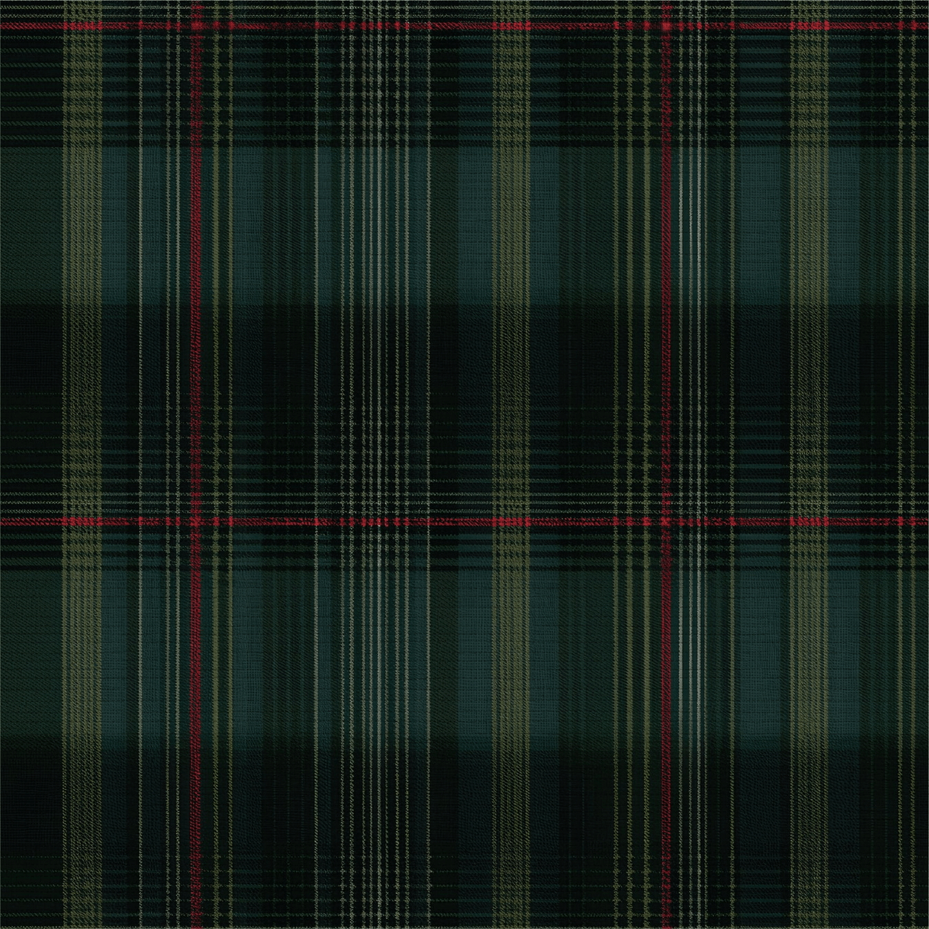 Classic Green Tartan Faux Grasscloth Wallpaper - Painted Paper