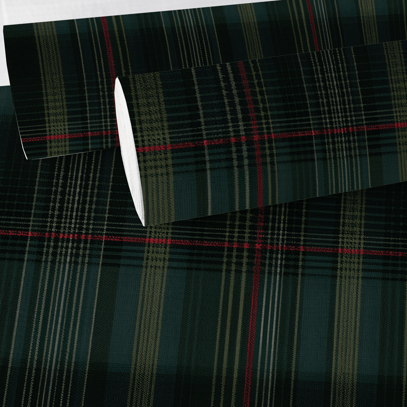Classic Green Tartan Faux Grasscloth Wallpaper - Painted Paper