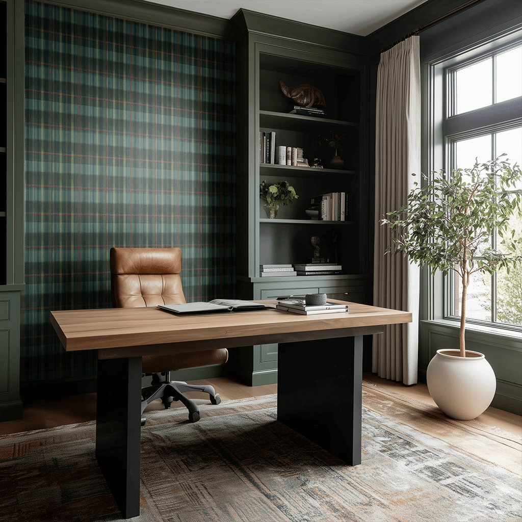 Classic Green Tartan Wallpaper - Benton Lane Home - Painted Paper