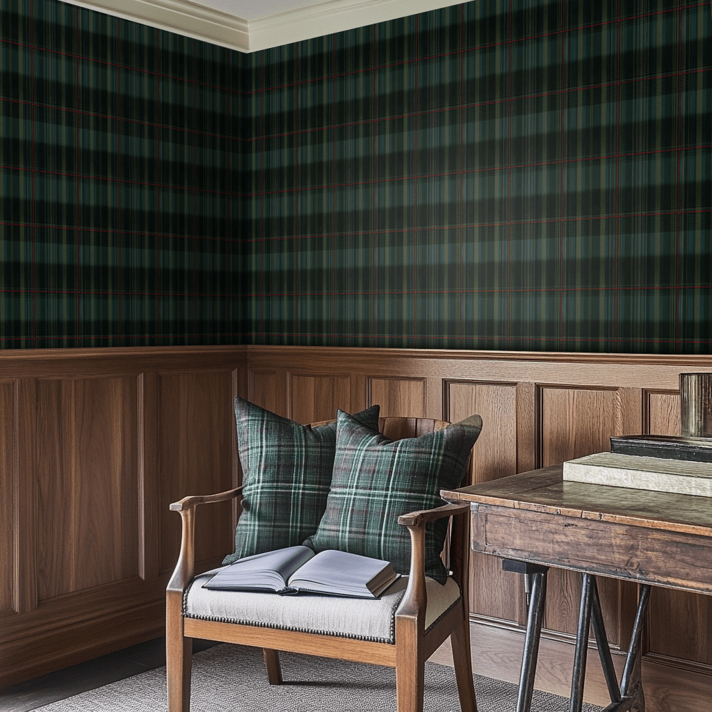Classic Green Tartan Wallpaper - Benton Lane Home - Painted Paper