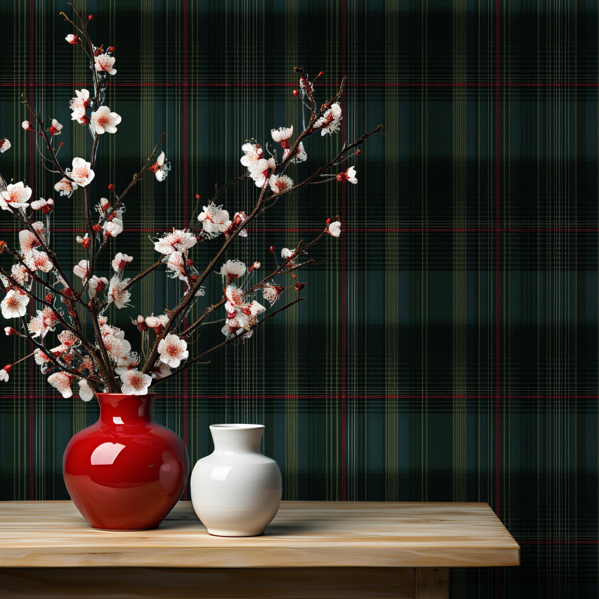 Classic Green Tartan Wallpaper - Benton Lane Home - Painted Paper