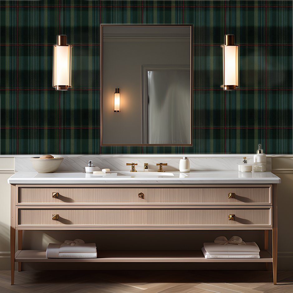 Classic Green Tartan Wallpaper - Benton Lane Home - Painted Paper