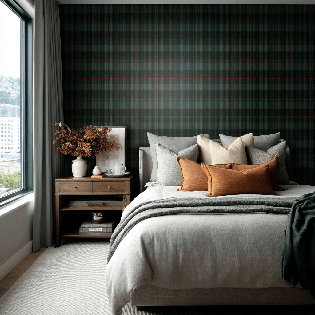 Classic Green Tartan Wallpaper - Benton Lane Home - Painted Paper