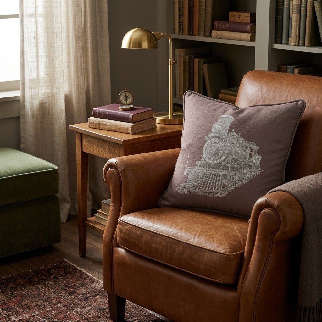 Classic Steam Engine Throw Pillow - Benton Lane Home - Hillcroft Home