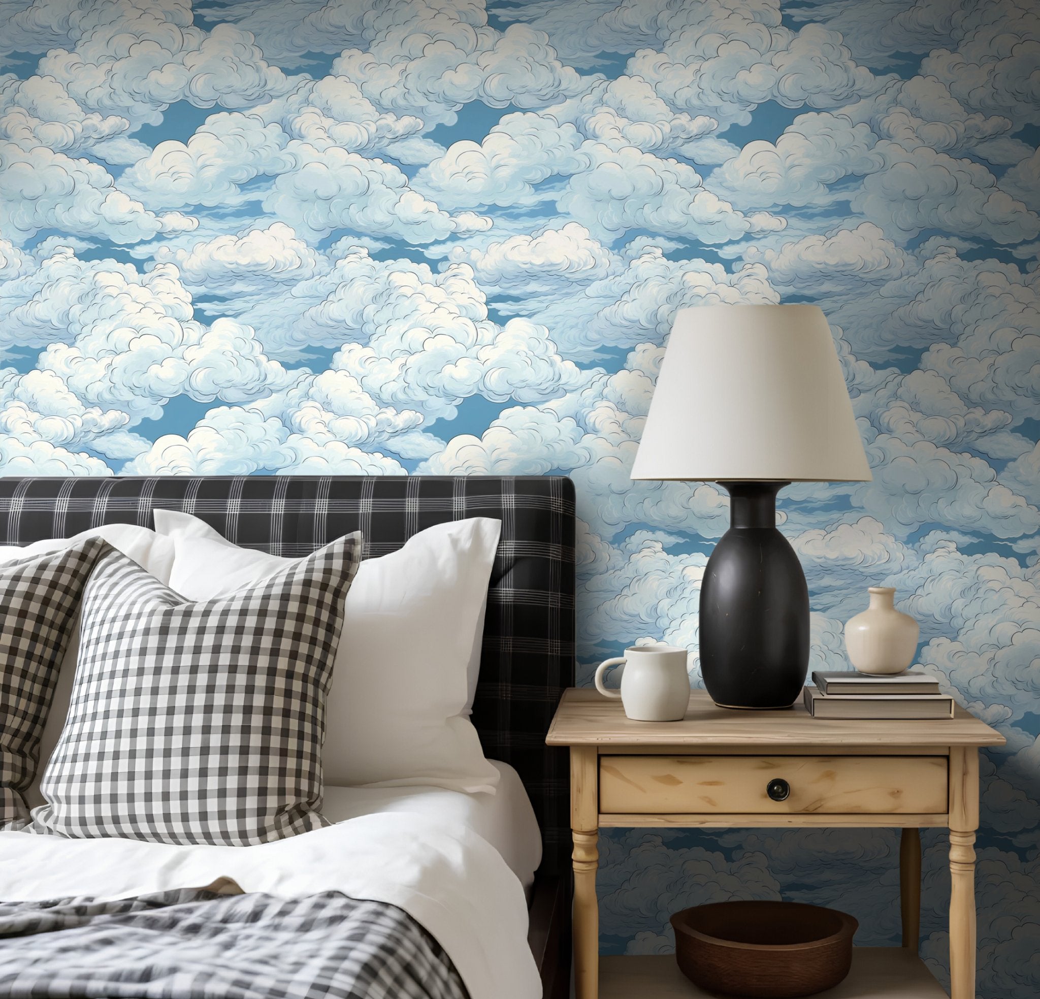 Cloudy Sketch Wallpaper - Benton Lane Home - Painted Paper